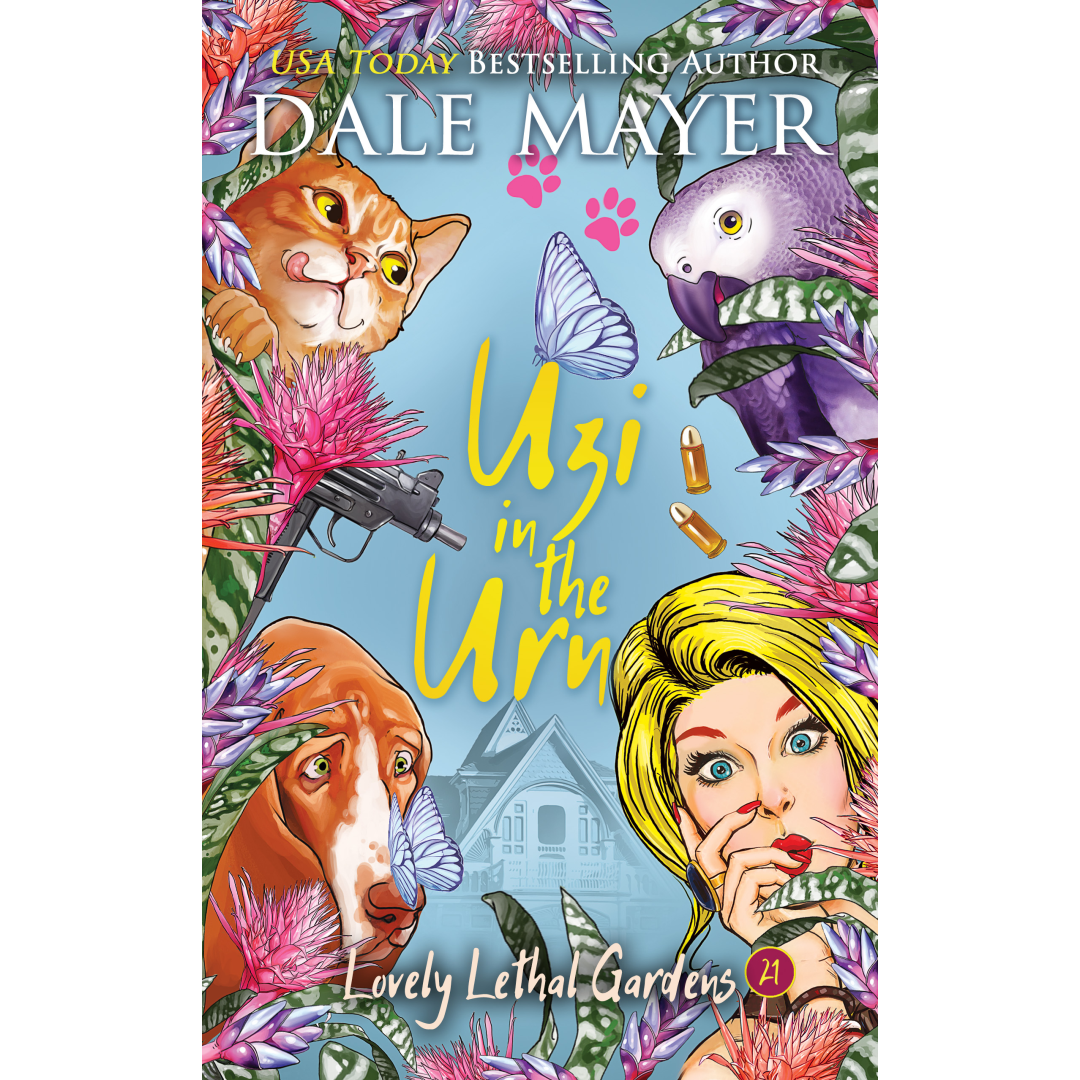 Book Cover of Uzi in the Urn, Book 21 of the Lovely Lethal gardens by the USA Today's Bestselling Author Dale Mayer