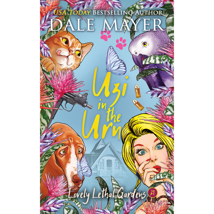 Book Cover of Uzi in the Urn, Book 21 of the Lovely Lethal gardens by the USA Today's Bestselling Author Dale Mayer
