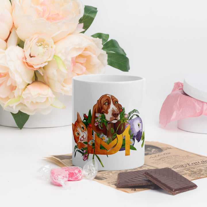 Lovely Lethal Gardens White glossy mug