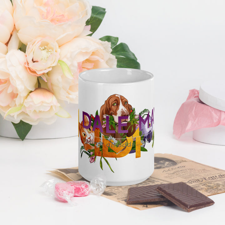 Lovely Lethal Gardens White glossy mug